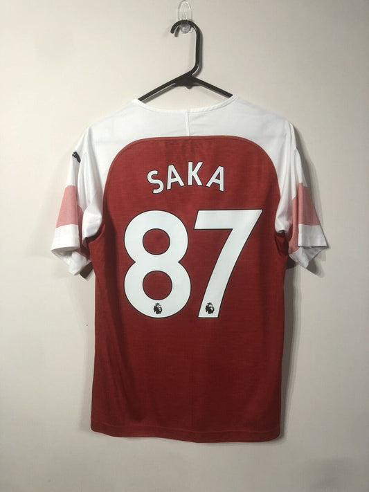 Saka #87 Arsenal 2018/19 Medium Home Shirt Puma Excellent Condition 753209-12