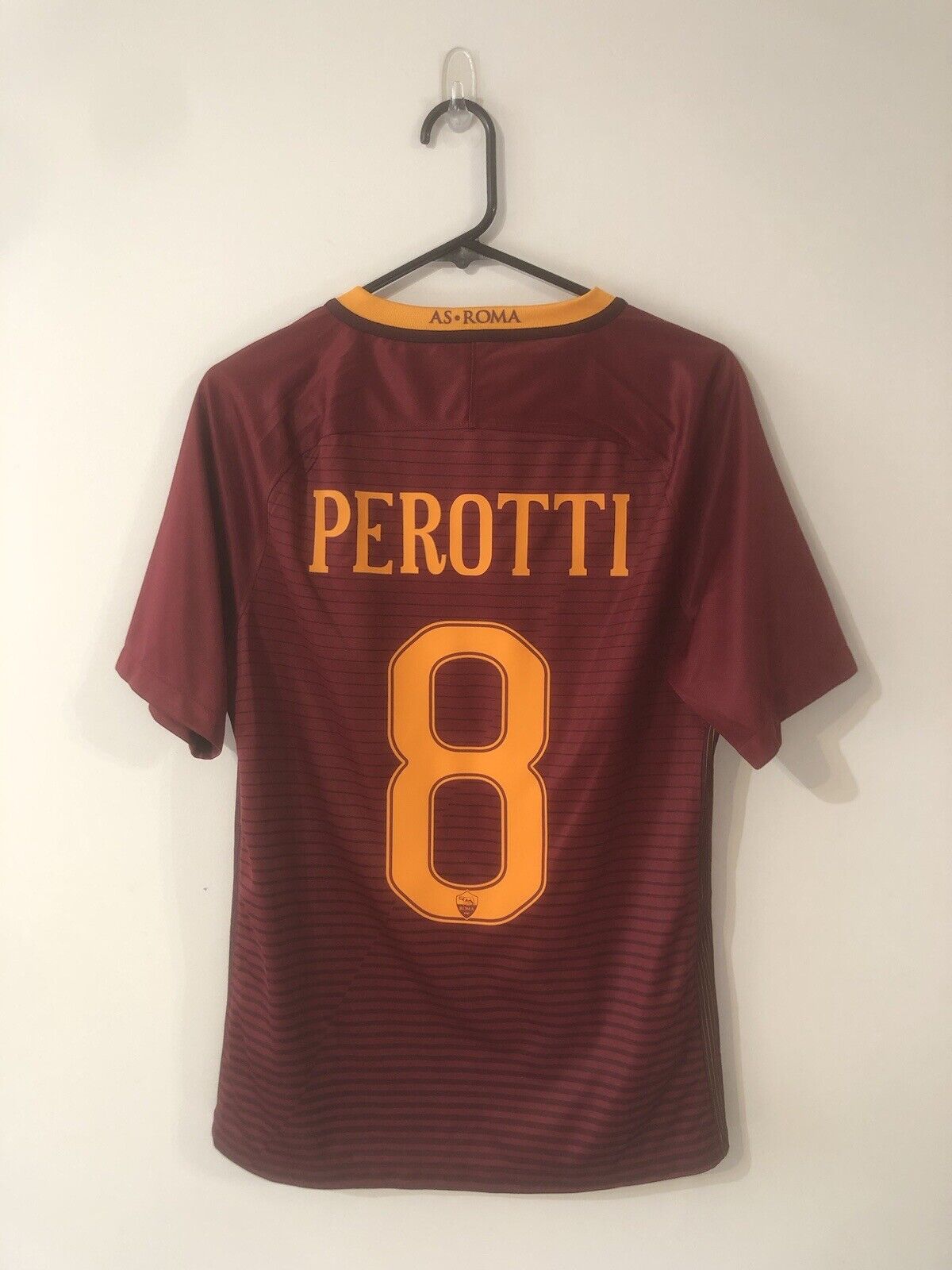 Perotti #8 AS Roma 2016/17 Small Home Football Shirt Nike Very Good Condition