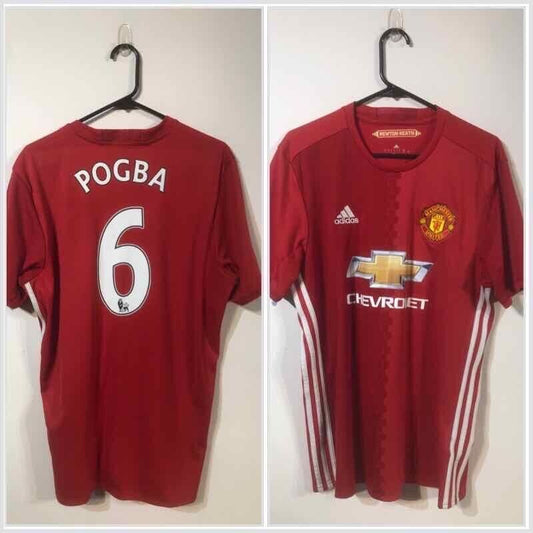 Pogba #6 Manchester United Large 2016/17 Home Shirt Adidas Good Condition