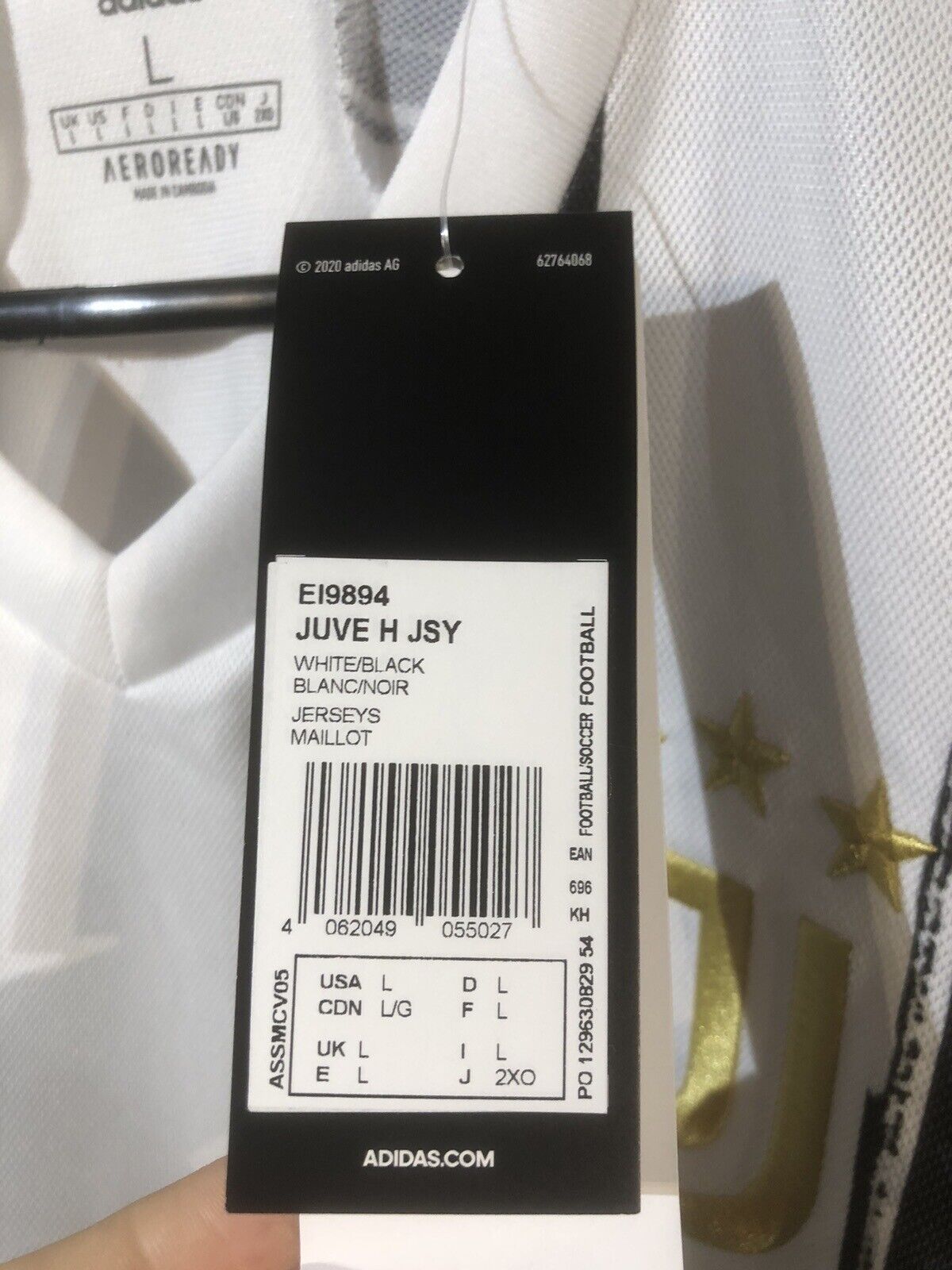 Kulusevski #44 Juventus 2020/21 Large Home Football Shirt Adidas BNWT