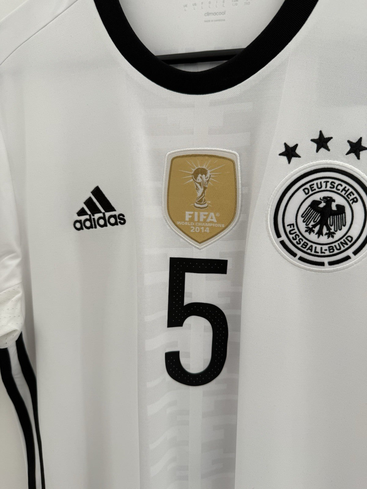 Germany Hummels #5 Euro 2016 Large Home Shirt Adidas BNWT AI5014