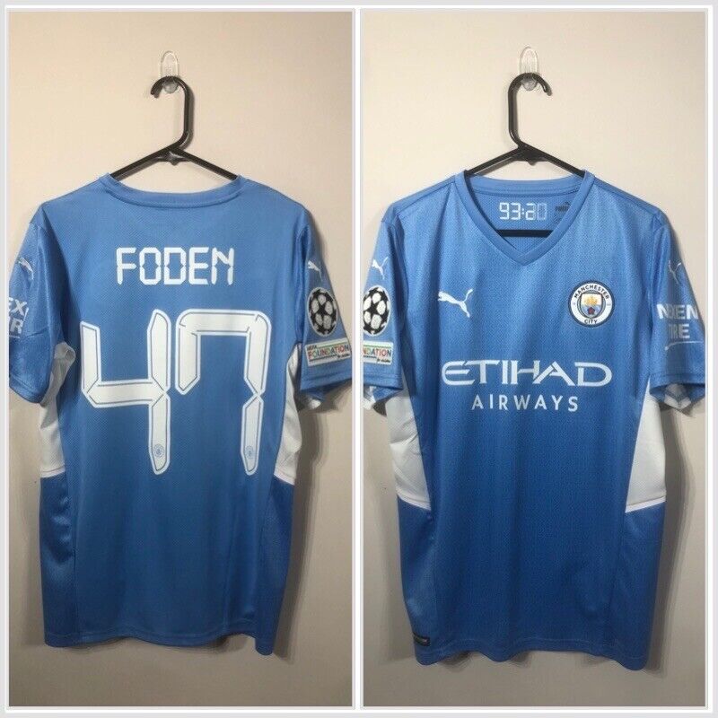 Foden #47 Manchester City 2021/22 Medium Home Champions League Shirt Puma BNWT