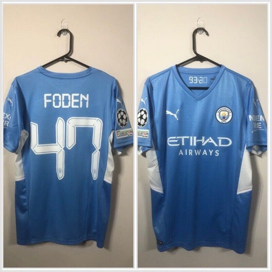 Foden #47 Manchester City 2021/22 Medium Home Champions League Shirt Puma BNWT