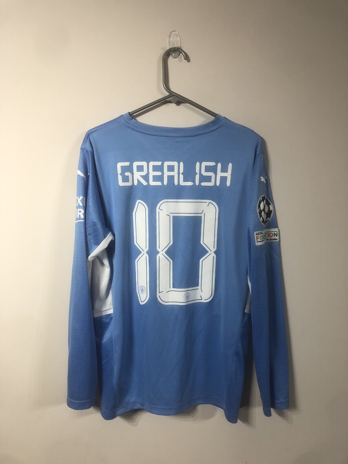Grealish #10 Manchester City 2021/22 Large L/S Home Shirt CL Excellent Condition