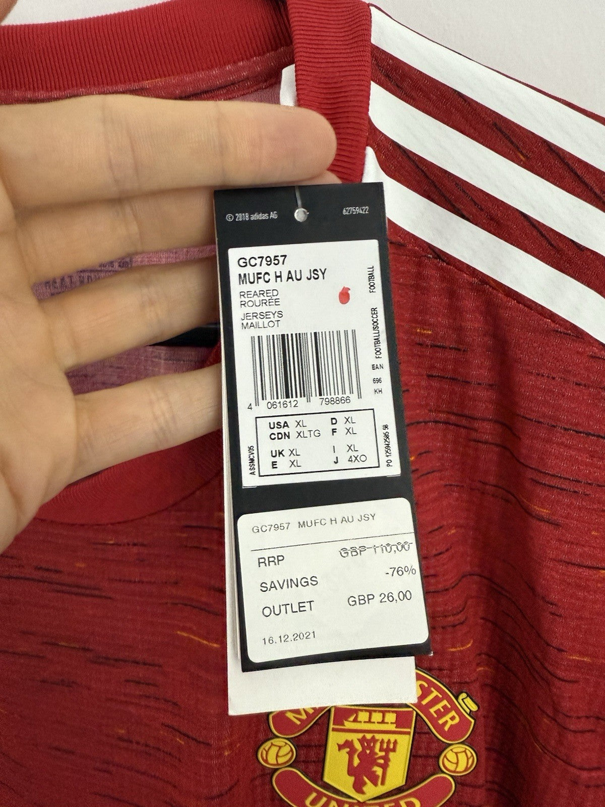 Manchester United Rashford #10 2020/21 Authentic XL Home Shirt BNWT GC7957