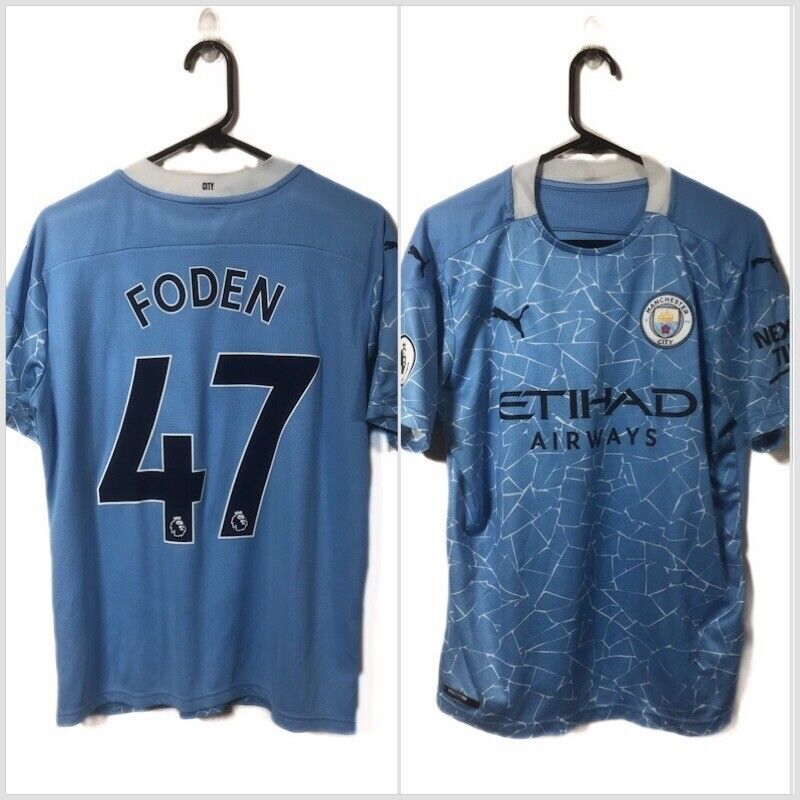 Foden 47 Manchester City 2020 21 Home Medium Shirt Excellent Condition 757058 01