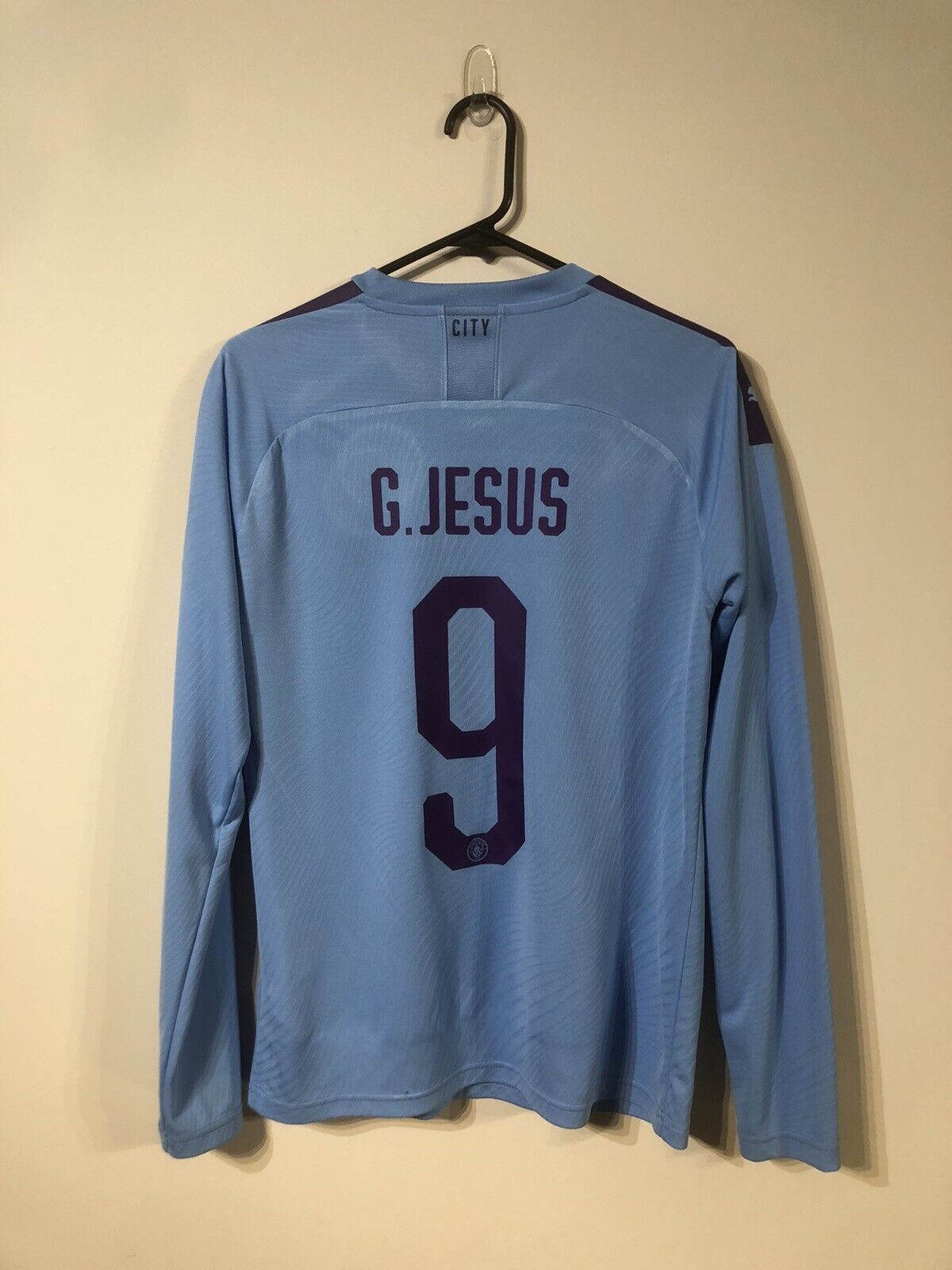 G. Jesus #9 Manchester City 2019/20 Small L/S Home Shirt Puma Excellent Conditio