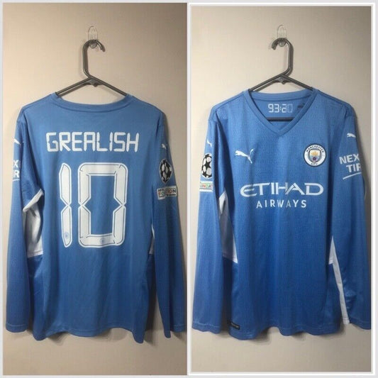 Grealish #10 Manchester City 2021/22 Large L/S Home Shirt CL Excellent Condition