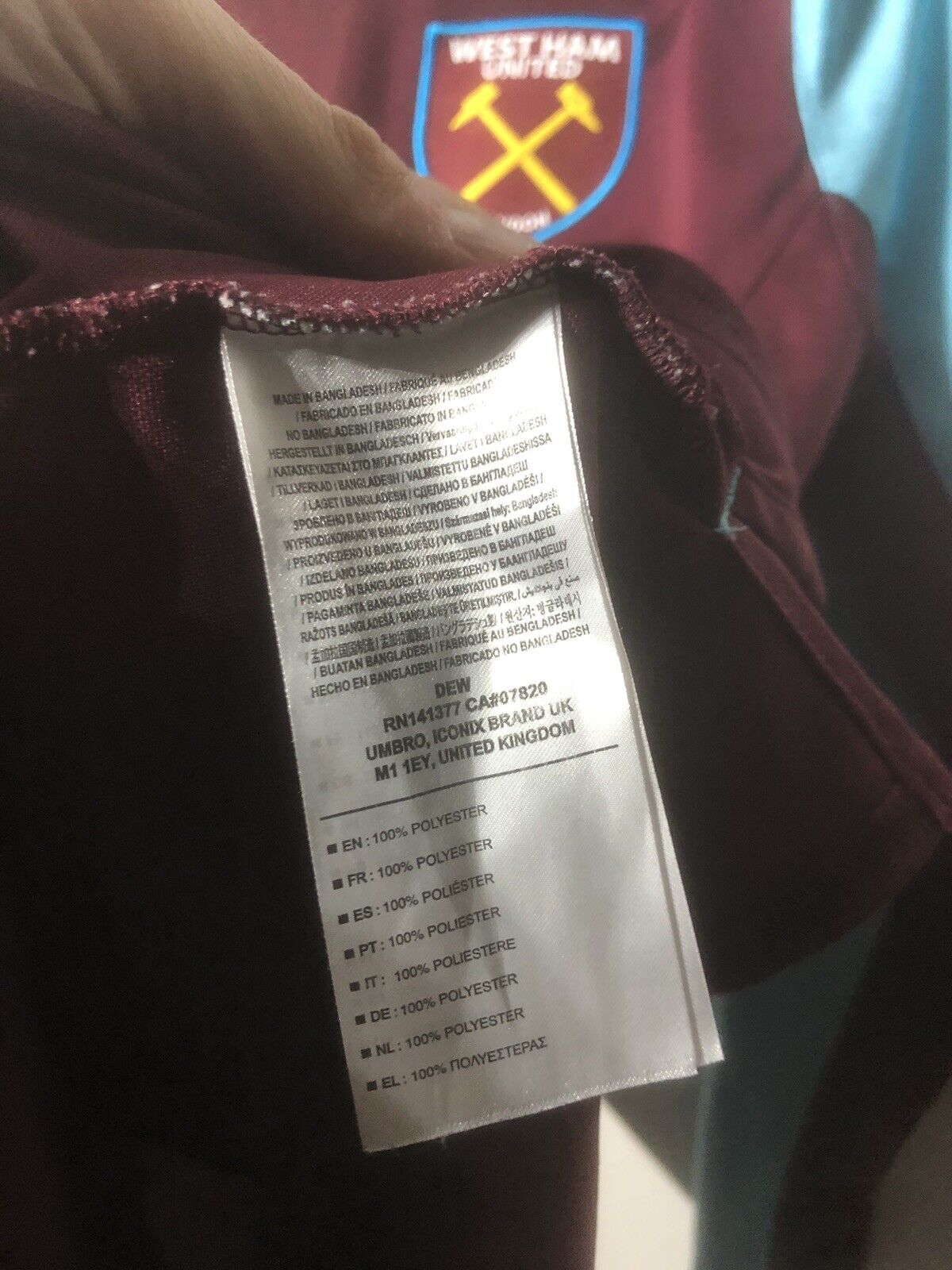 Noble #16 West Ham United 2017/18 Medium Home Shirt Excellent Condition