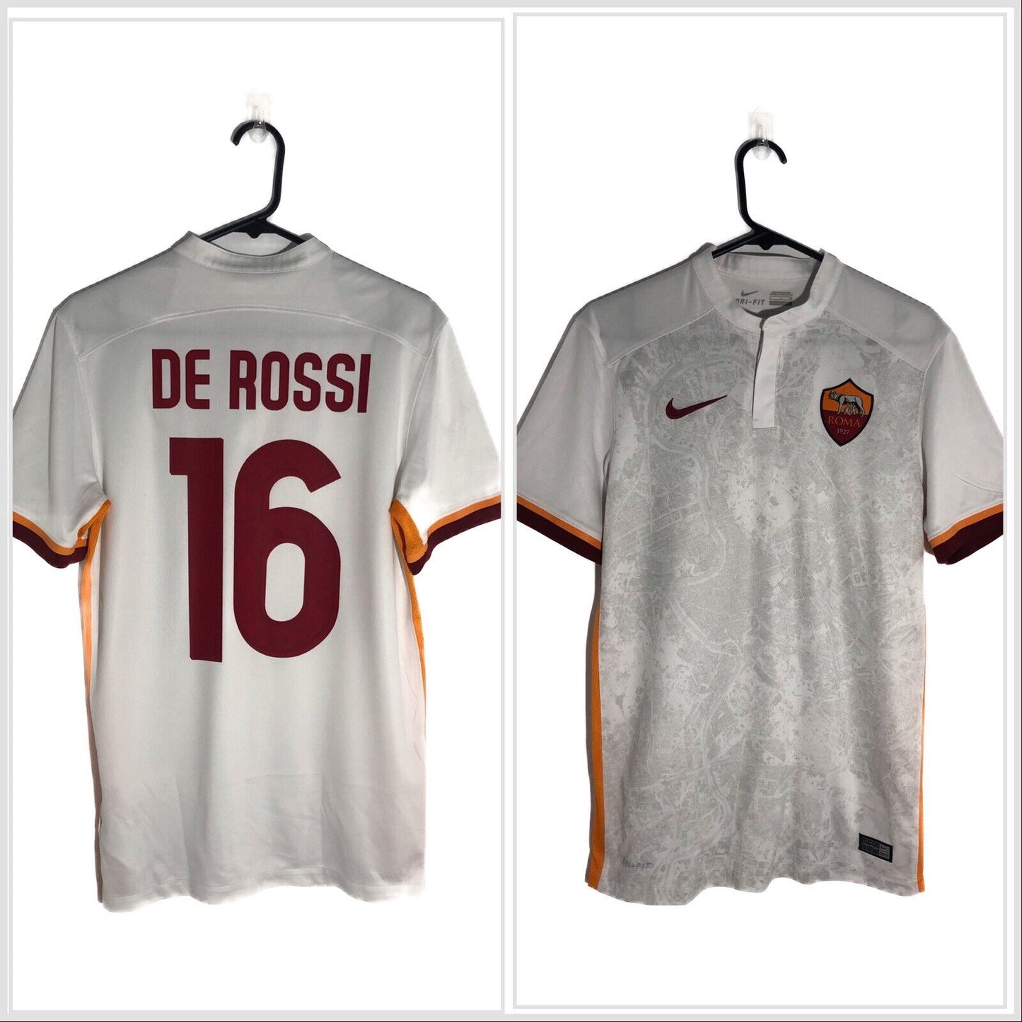 De Rossi 16 AS Roma 2015 16 Away Small Shirt Excellent Condition 658918 106