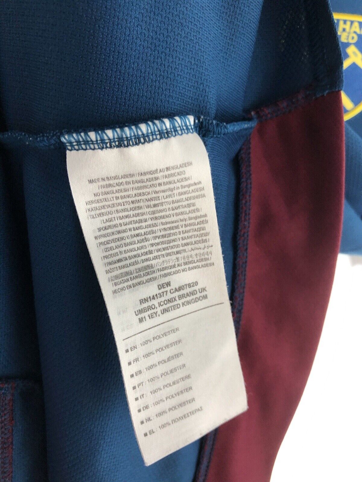 Noble 16 West Ham United 2018 19 Large 3rd Shirt Umbro Excellent Condition