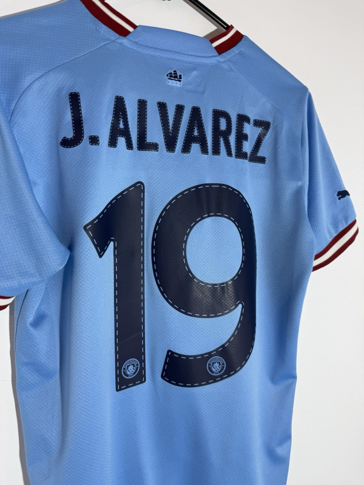Man City J. Alvarez #19 2022/23 Treble Small Home Excellent Condition 765710-01