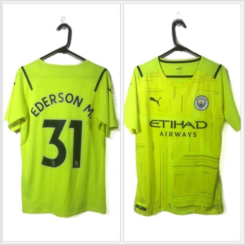 Ederson 31 Man City 2021 22 Large Authentic 3rd Gk Excellent Condition 759185 99