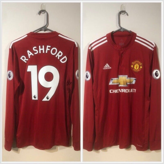 Rashford #19 Manchester United 2017/18 Home Medium L/S Shirt Excellent Condition