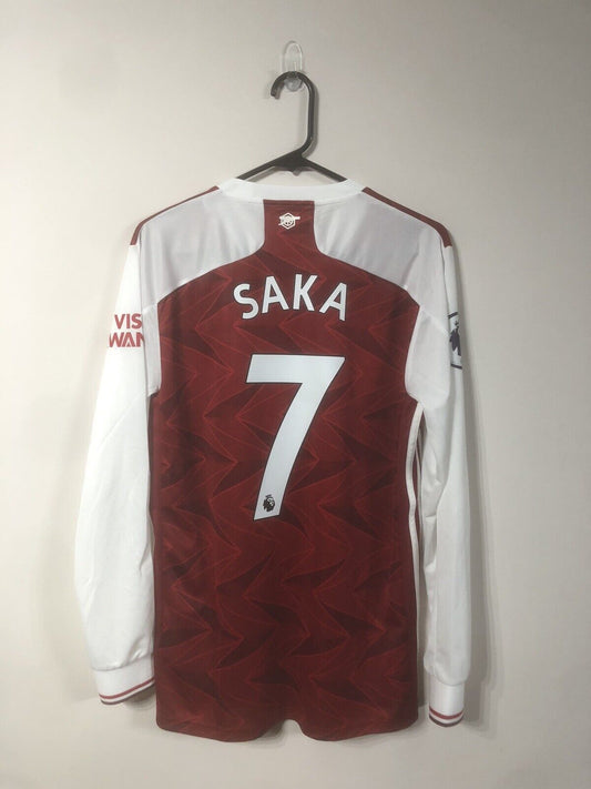 Saka #7 Arsenal 2020/21 Medium L/S Home Shirt Adidas BNWT FH7814