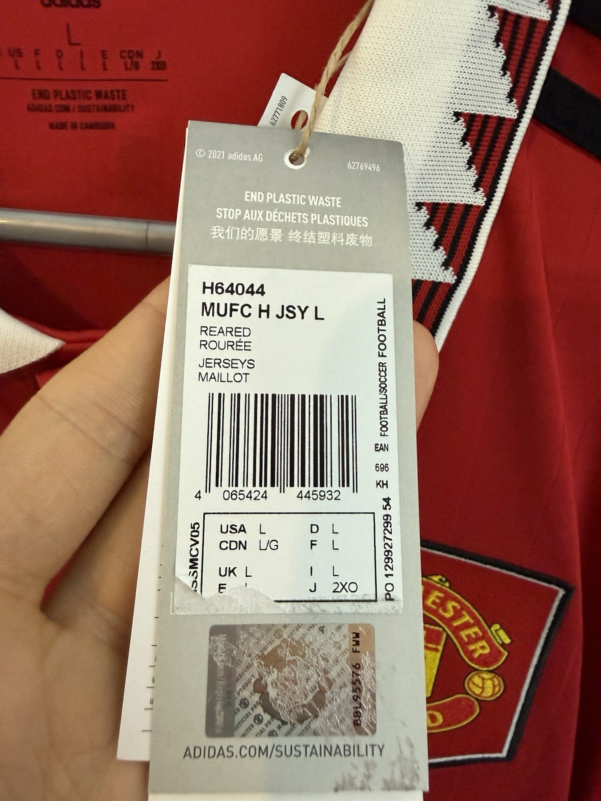Manchester United Garnacho #49 2022/23 Large L/S Home Shirt BNWT H64044