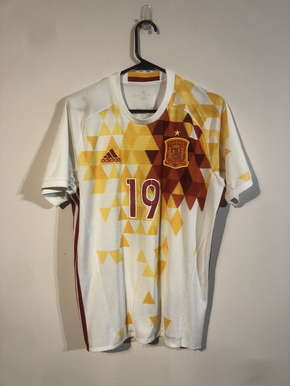 Diego Costa #19 Spain 2016 Away Medium Shirt Adidas Very Good Condition