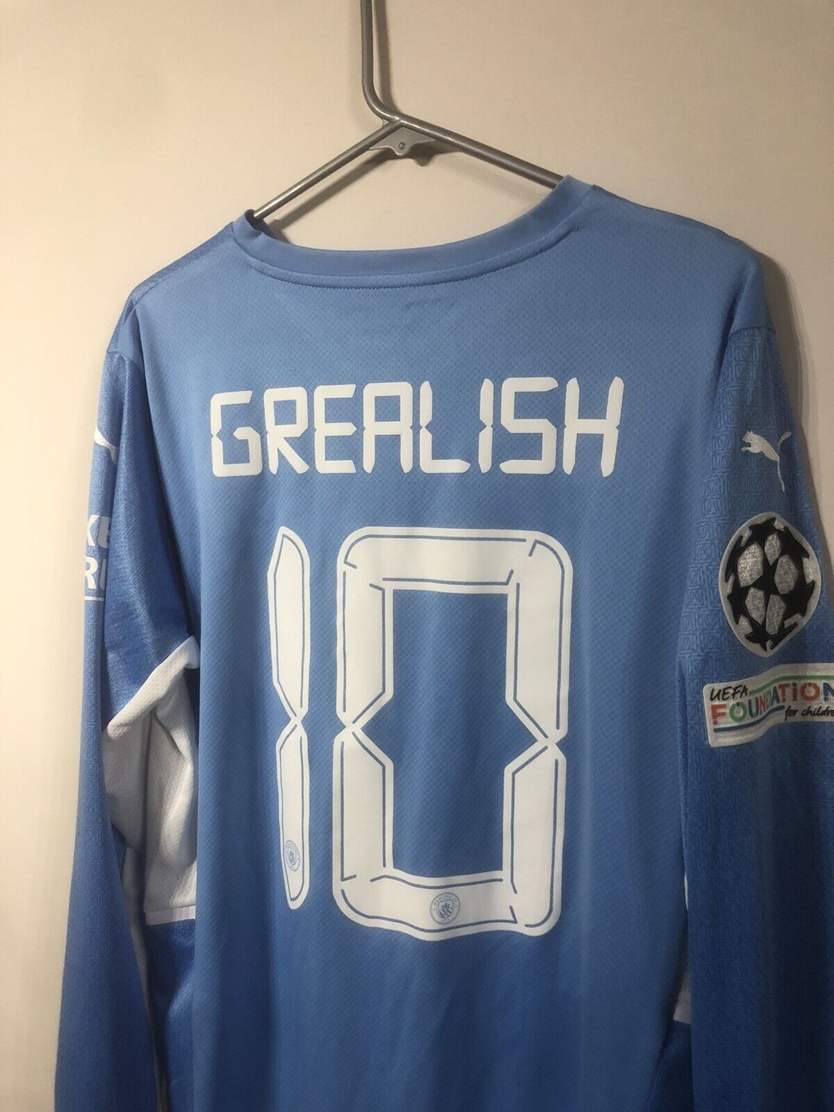 Grealish #10 Manchester City 2021/22 Large L/S Home Shirt CL Excellent Condition