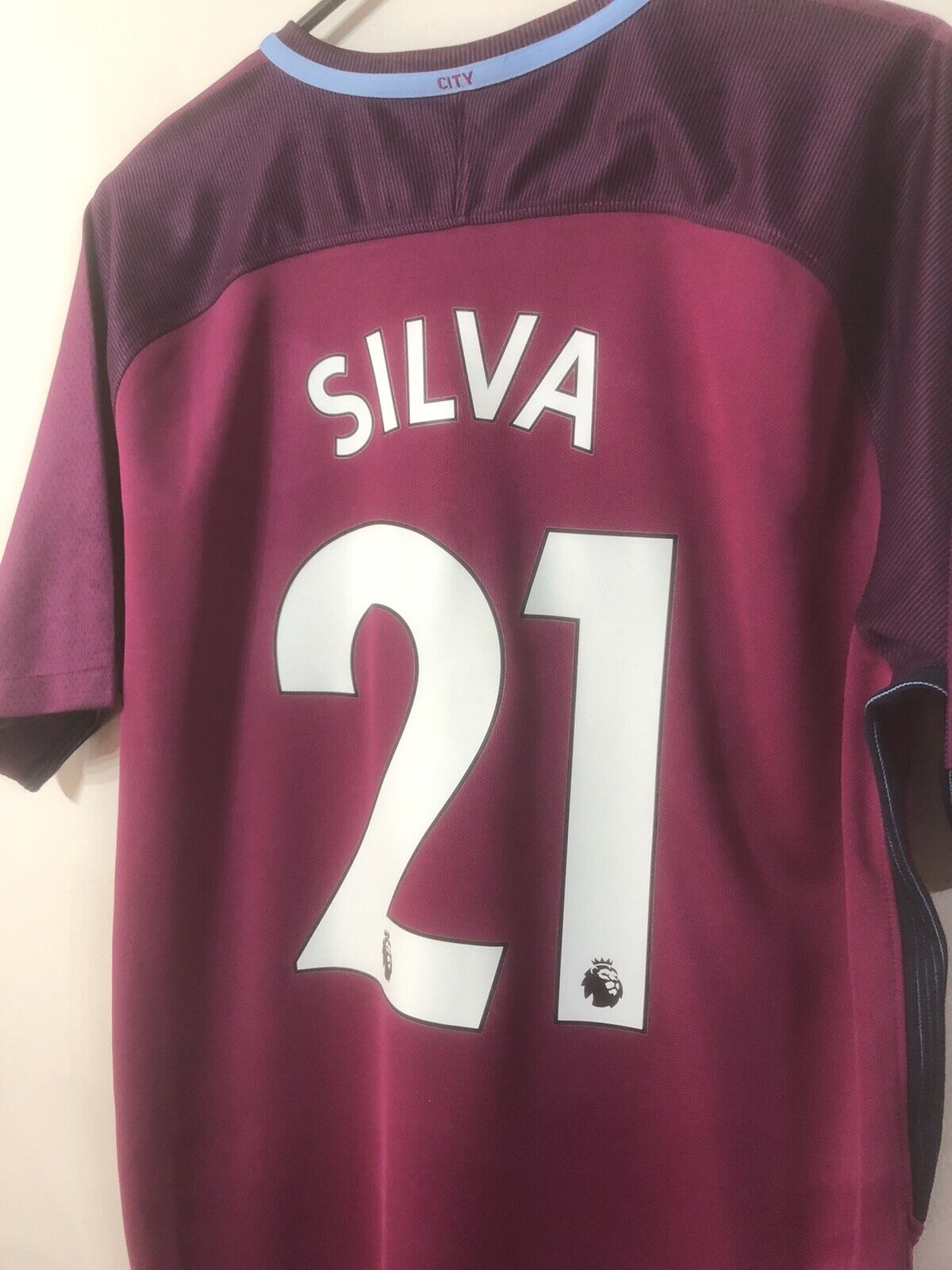 Silva #21 Manchester City 2017/18 Large Away Shirt Exc Condition 847260-667