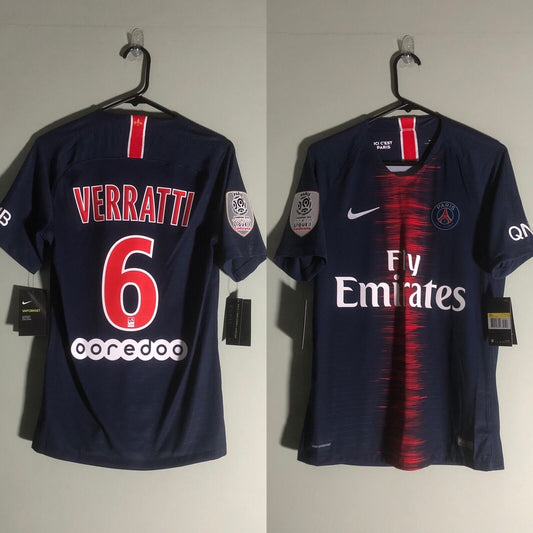 Veratti #6 Paris St Germain 2018/19 Small Vapor Home Football Shirt Nike Mint