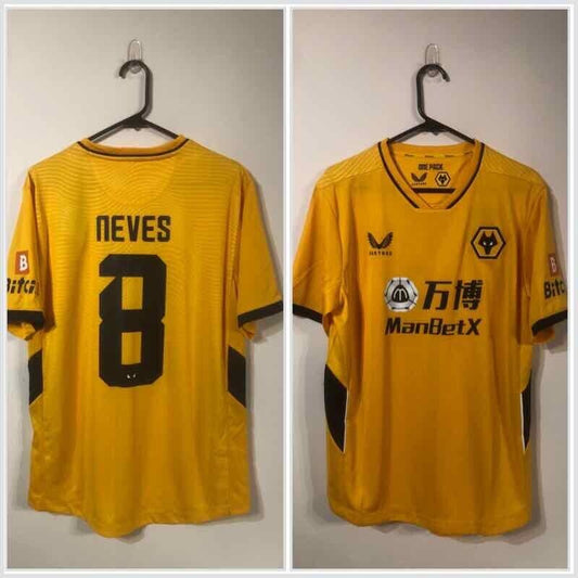 Neves #8 BNWT Wolves 2021/22 Euro Large Home Football Shirt Jersey Castore